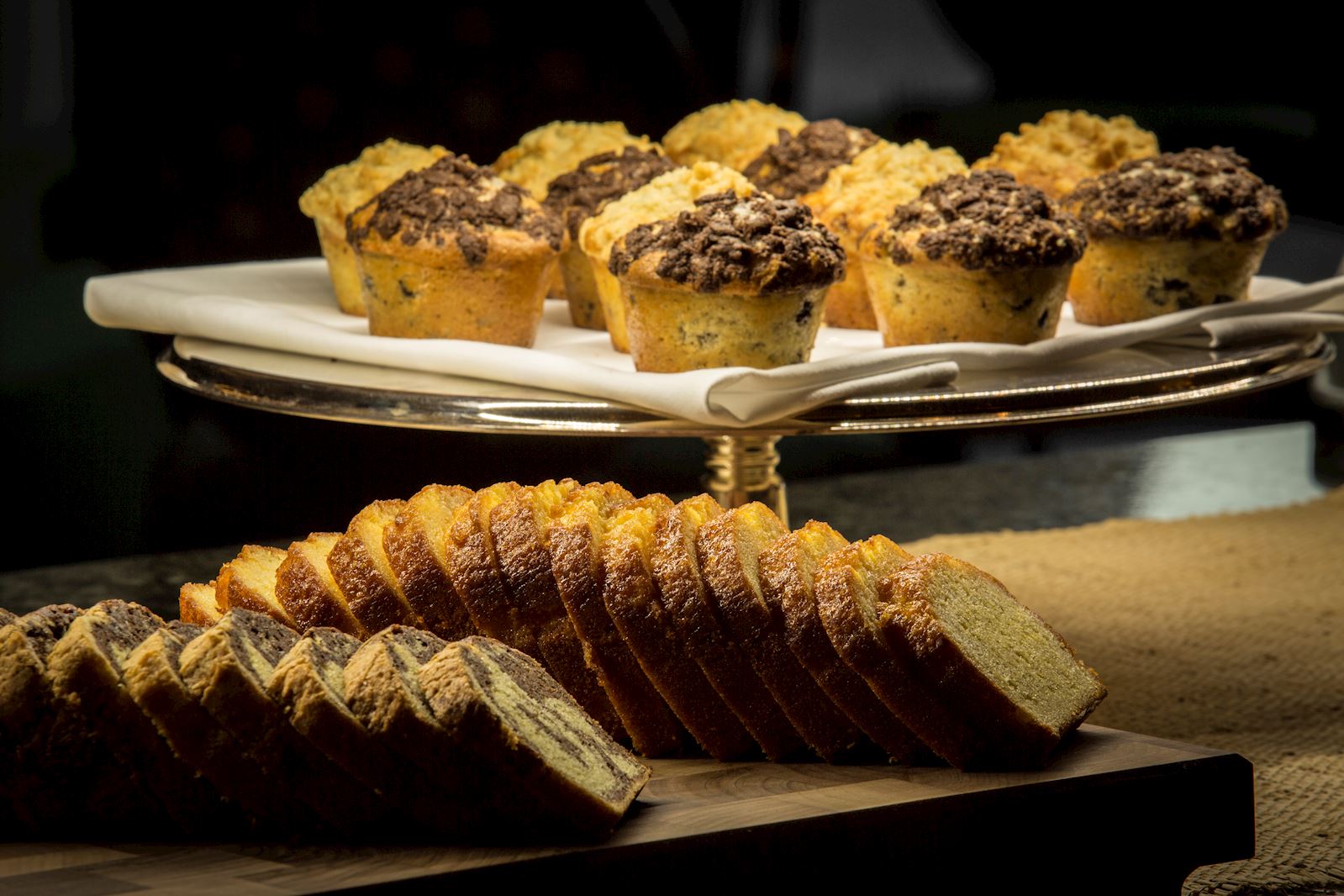 Pâtisseries servies lors du petit déjeuner à Terre Blanche